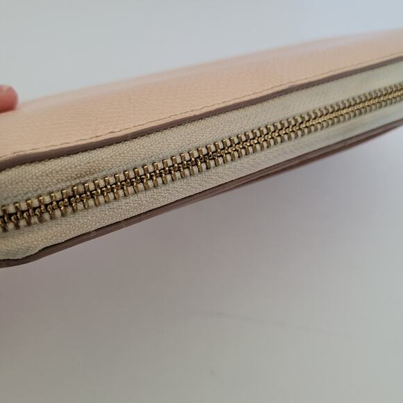 Coach Long Stripe Accordion Zip Around Light Pink White Crossgrain Leather Fair - Picture 10 of 12